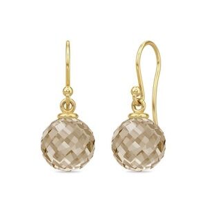 Modern elegant European gold earrings with black crystal stone.